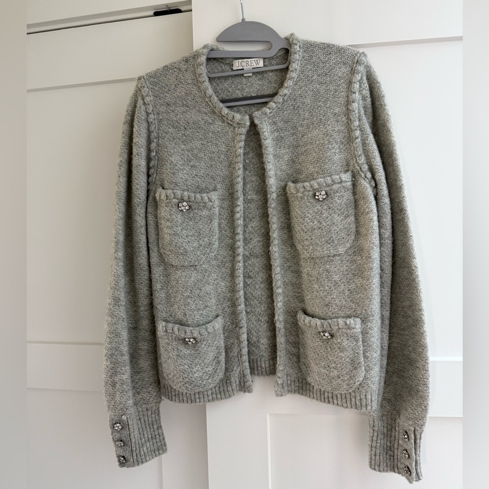 JCREW Knit with Pockets and Jewel Buttons